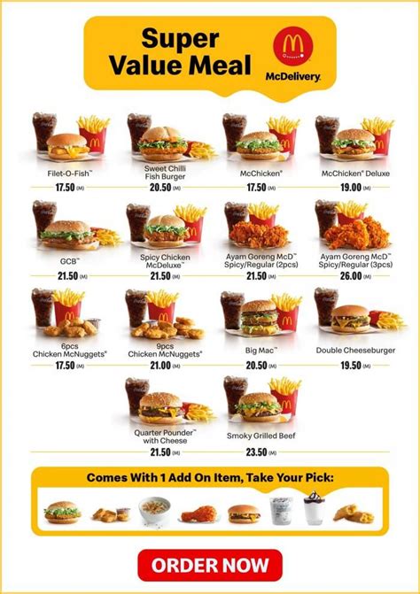 McDonald's menu delivery .